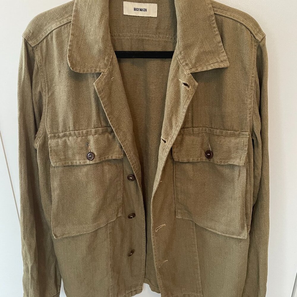 Buck Mason 100% linen Khaki Fatigue Shirt (Jacket)